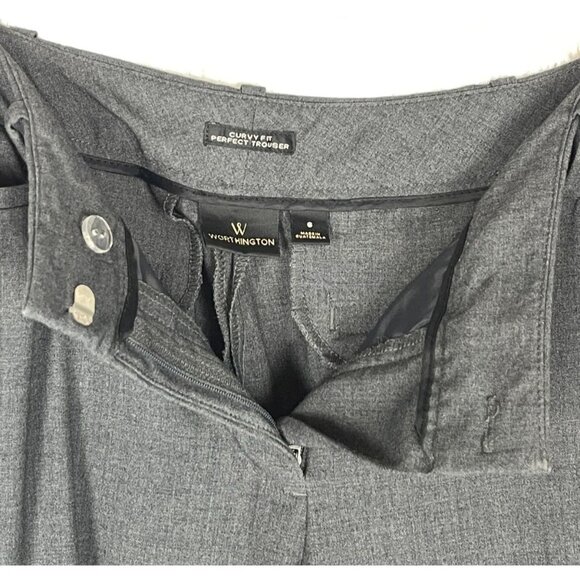Worthington Size 6 Dark Gray Curvy Fit Perfect Trouser Pants Front Pockets - Picture 4 of 7